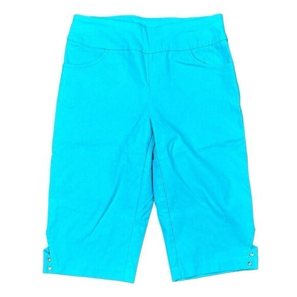 Tribal Turquoise Long Pull-On Elastic Waist Rhinestone Embellished Shorts 2 - Picture 1 of 10